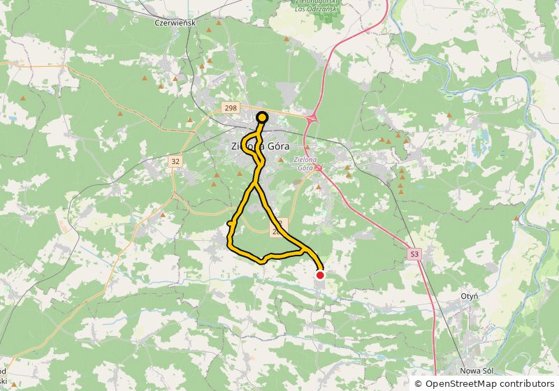 Mapa trasy: Do Parku Książęcego w Zatoniu
